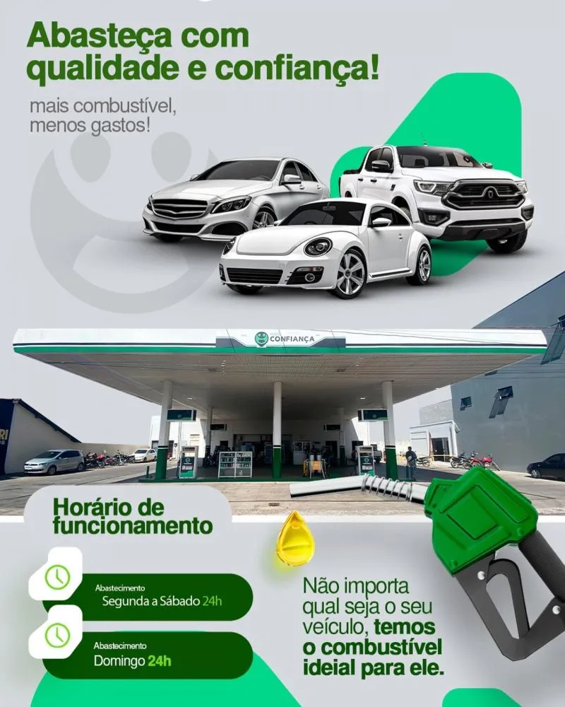 Abasteça seu veículo com qualidade garantida na Rede de Postos Confiança em Pedro II!