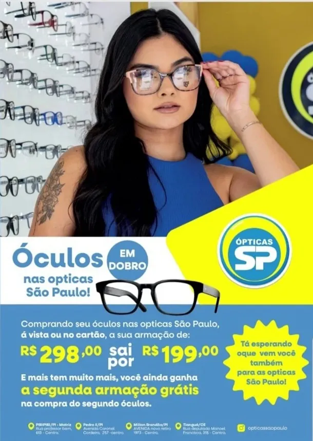 Renove seus óculos com as promoções imperdíveis das Ópticas São Paulo de Pedro II!