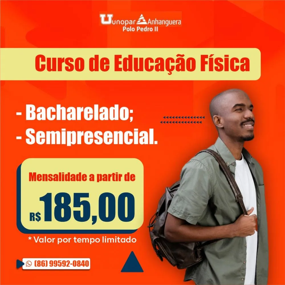 Aproveite a promoção da Unopar/Anhanguera Polo Pedro II e curse Educação Física com mensalidade a partir de R$185!