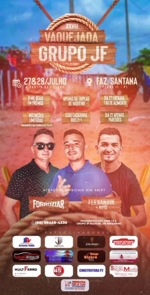 Será nesse fim de semana, a 28º Vaquejada do Grupo JF, não perca!