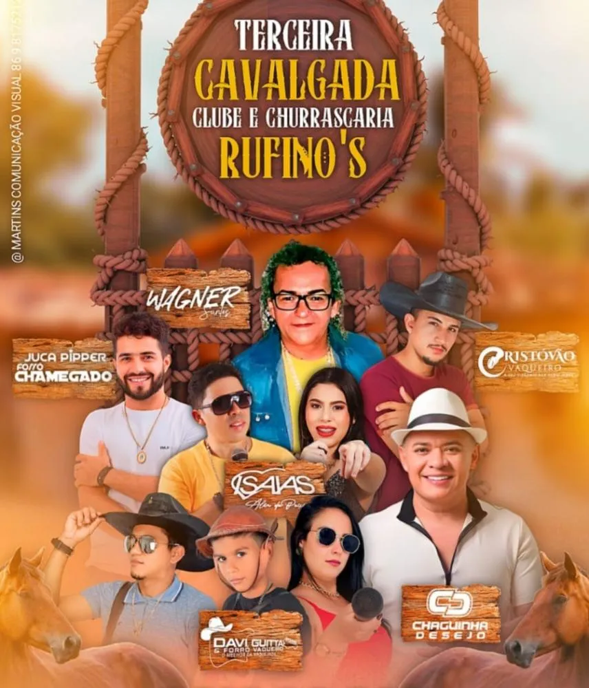 Será nesse domingo, a 3ª Grande Cavalgada do Clube Rufino’s em Pedro II com atrações imperdíveis! 