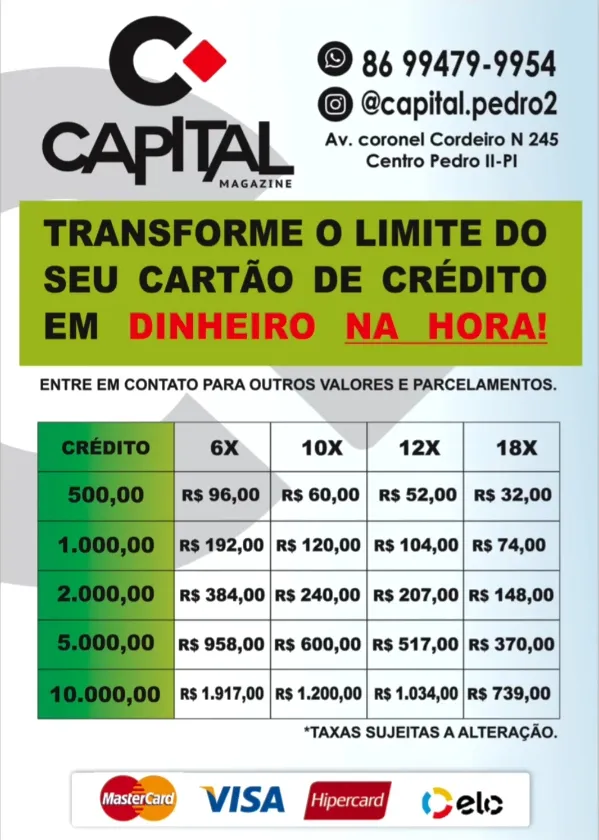 Transforme o limite do seu cartão de crédito em dinheiro no PIX sem complicações na Capital Magazine!