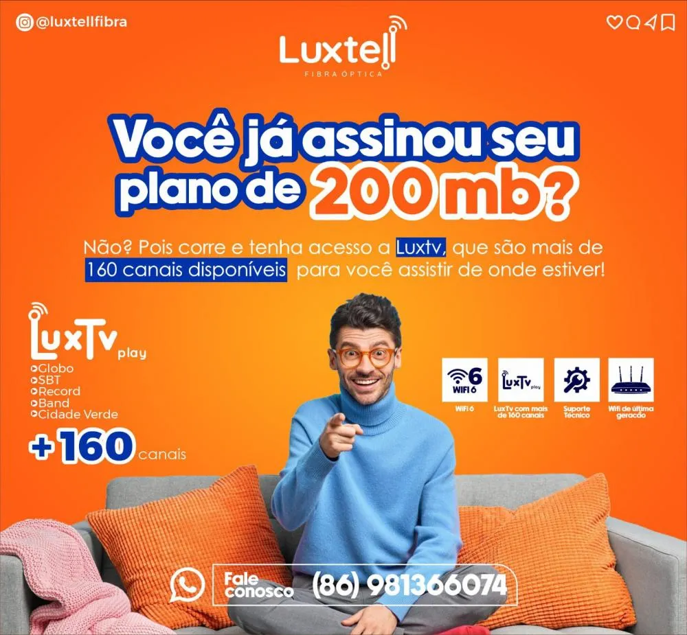 Contrate agora seu plano de 200Mb na Luxtell e garanta o melhor do entretenimento com o LuxTV Play!