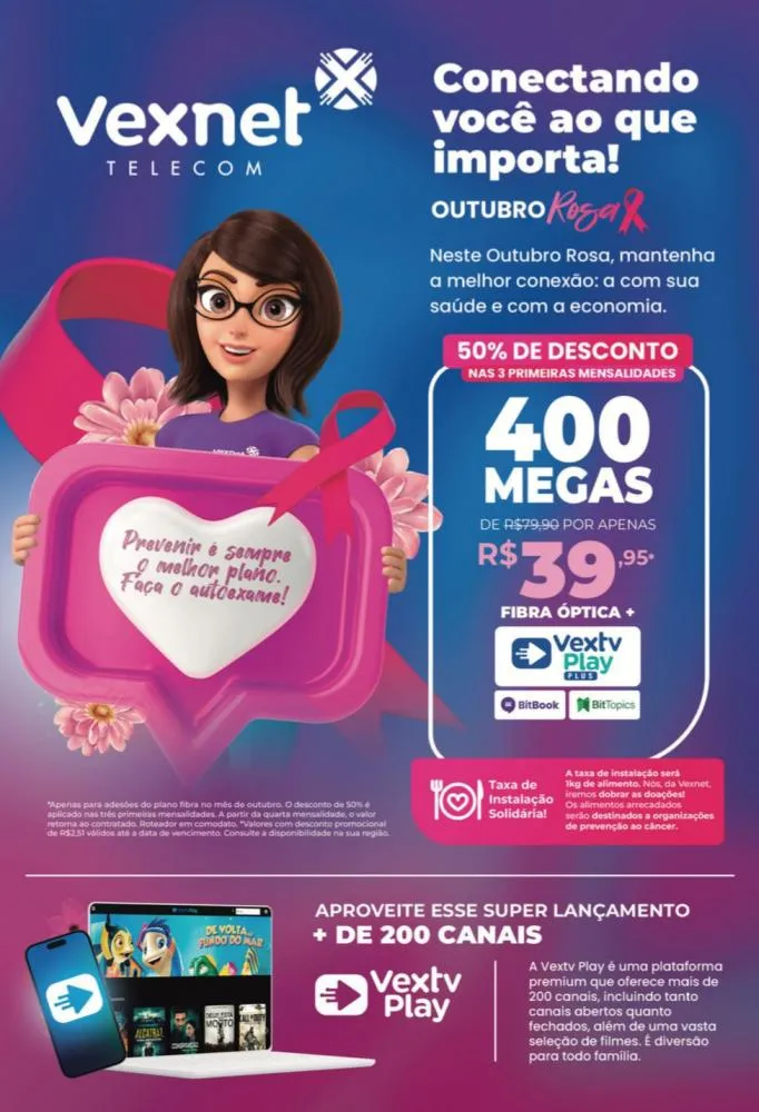 Outubro Rosa da Vexnet: Conecte-se com a Saúde, a Economia e a Melhor Internet!