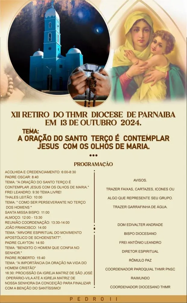 XII Retiro do Terço dos Homens Mãe Rainha acontece neste domingo (13) na Igreja de Nossa Senhora da Conceição
