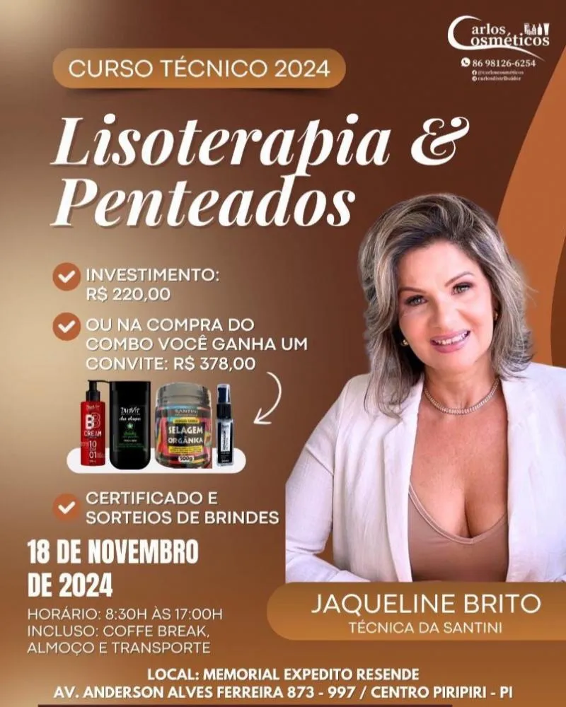 Inscrições Abertas para o Curso de Lisoterapia e Penteados em Piripiri, garanta sua vaga!