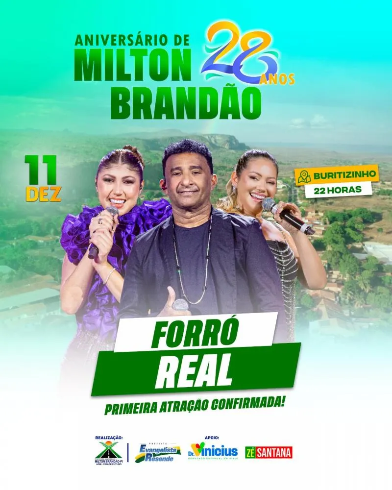 Forró Real é a primeira atração confirmada para o aniversário de 28 anos de Milton Brandão