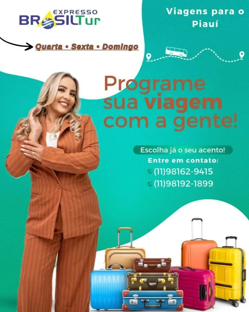 Escolha a Brasil Tur para uma viagem segura e confortável entre Piauí e São Paulo!