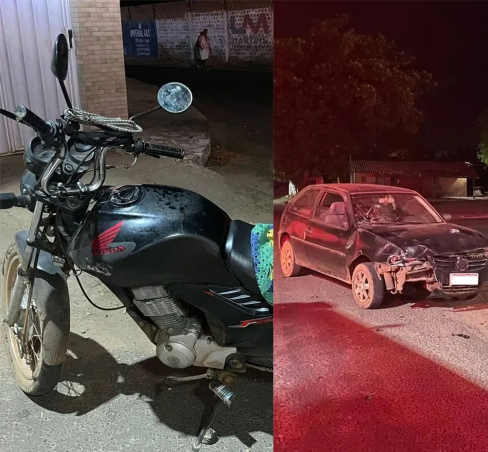 Colisão entre carro e moto deixa homem ferido em Pedro II