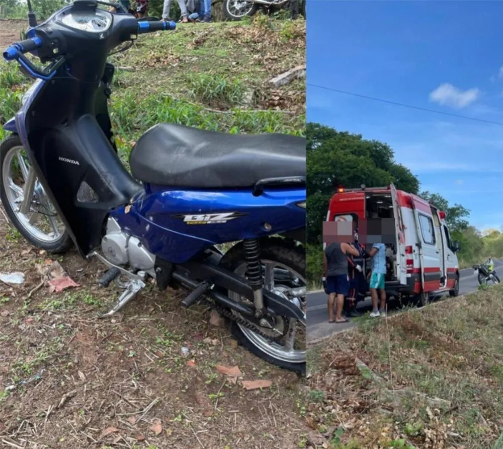 Duas pessoas ficam feridas em acidente de moto em Pedro II