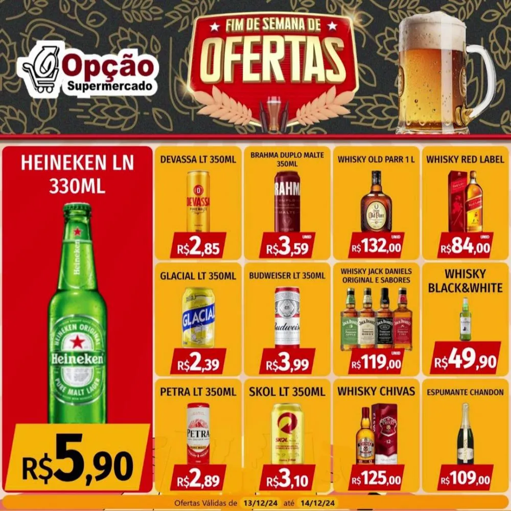 Fim de semana com ofertas imperdíveis em bebidas no Opção Supermercado, venha aproveitar!