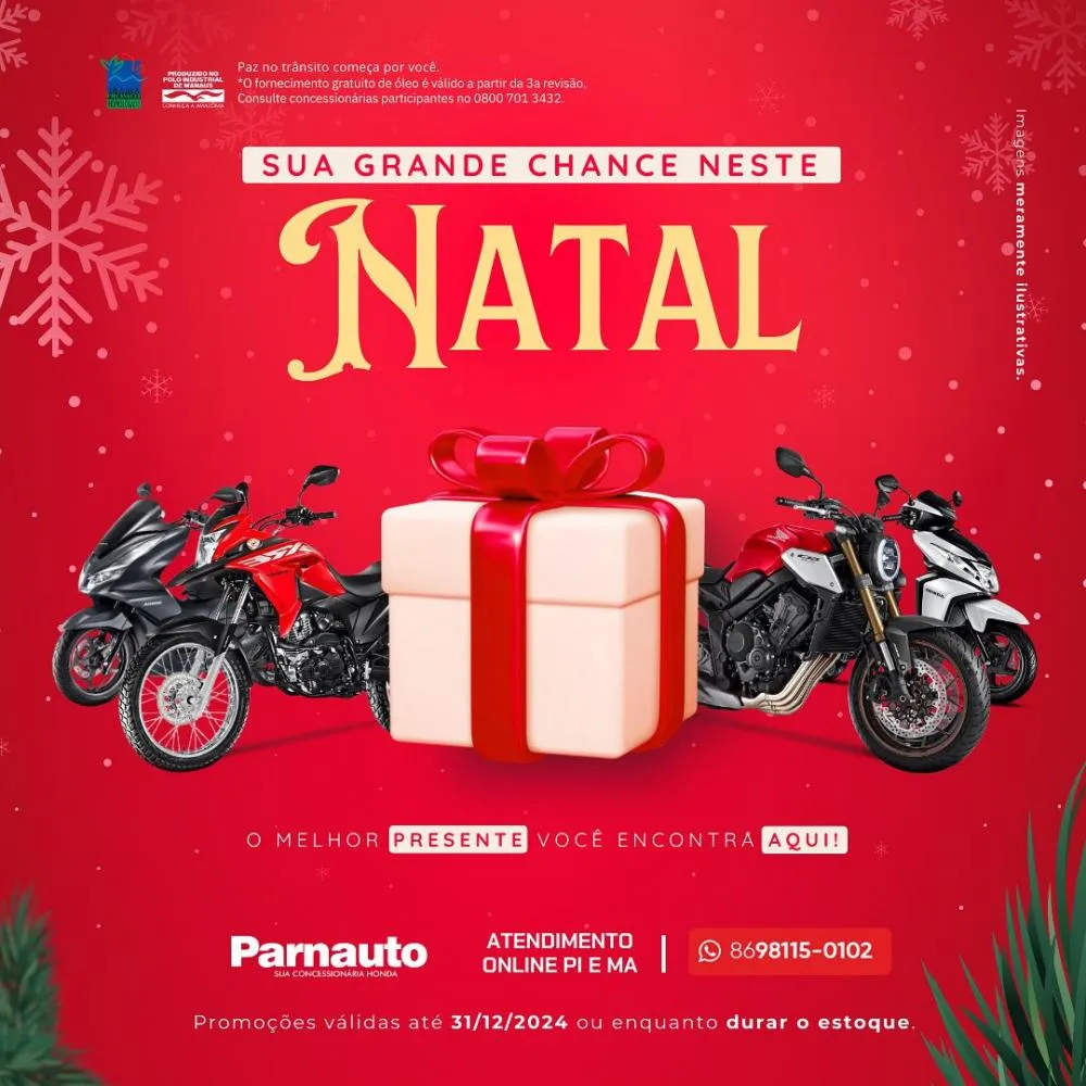 Aproveite as condições especiais da Parnauto e comece 2025 acelerando a moto 0km dos seus sonhos!