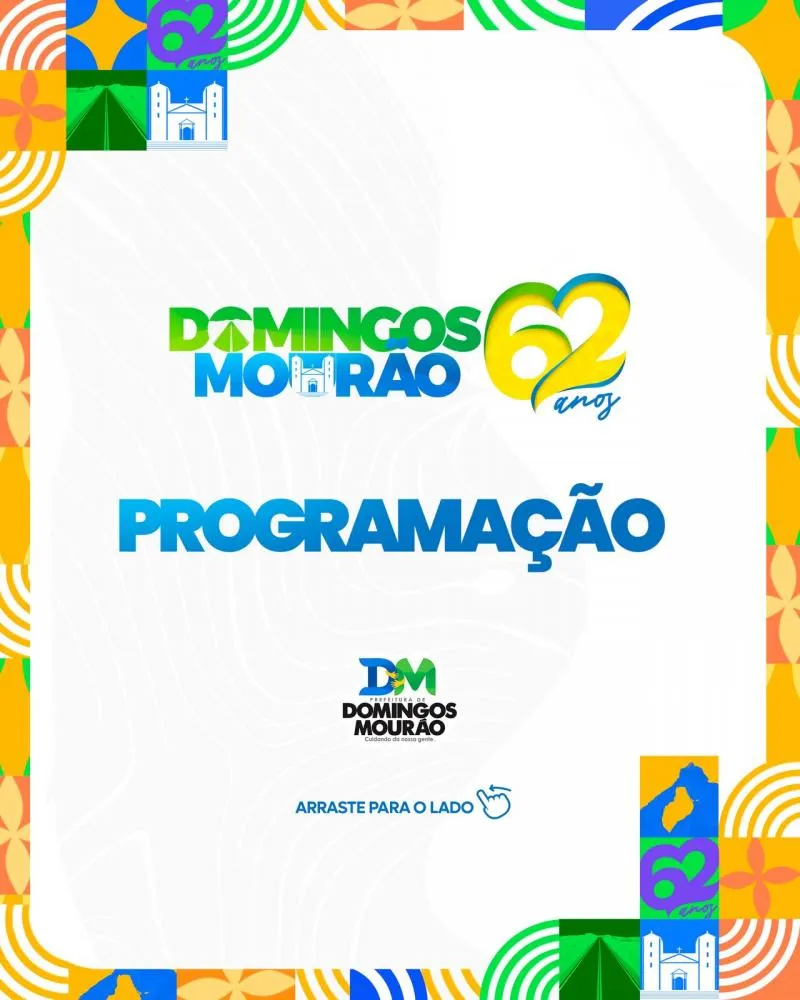Prefeitura de Domingos Mourão divulga a programação do aniversário de 62 anos da cidade
