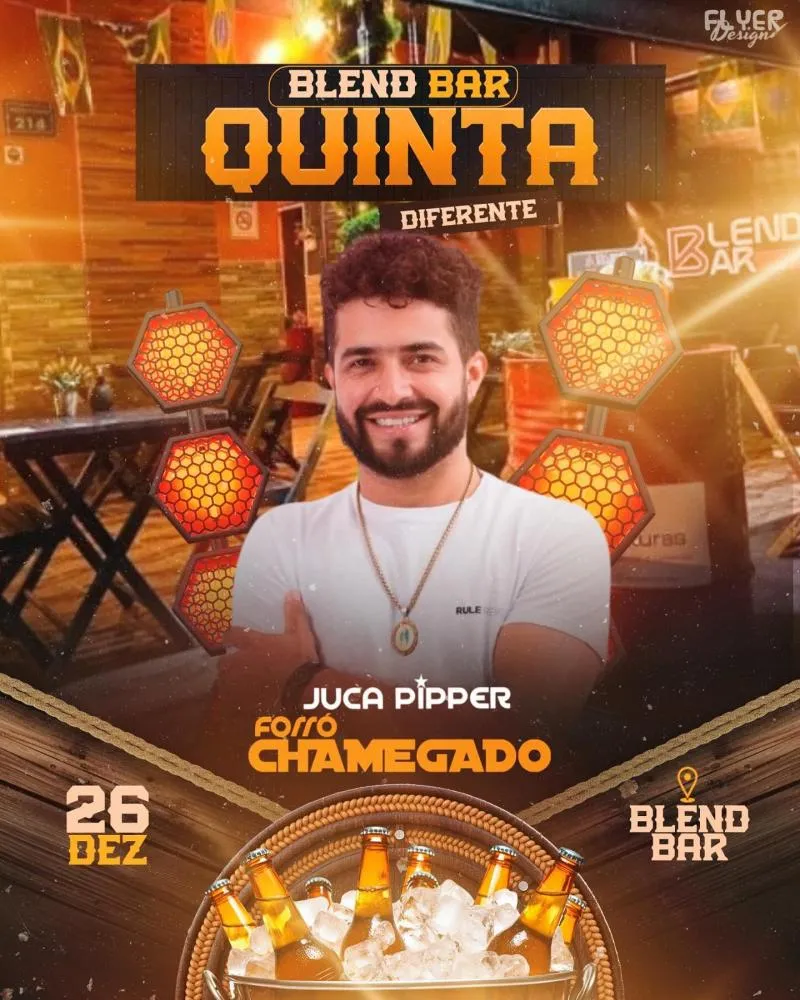 Venha curtir a última “Quinta do Blend Bar” de 2024 com show ao vivo de Juca Pipper!
