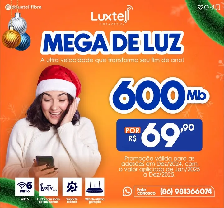 Comece 2025 com uma internet rápida de verdade, adquira já o seu plano Luxtell com condições especiais!