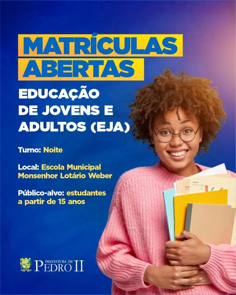 Volte aos Estudos com a EJA na Escola Monsenhor Lotário Weber em Pedro II; Matrículas abertas!