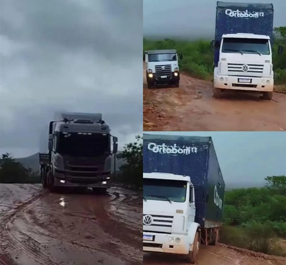 Com primeiras chuvas, trecho da BR-404 entre Poranga e Pedro II fica praticamente intrafegável