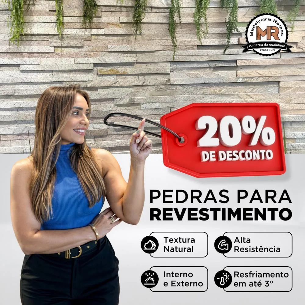 Promoção imperdível: Aproveite 20% de desconto em pedras para revestimentos na Madeireira Ramos!