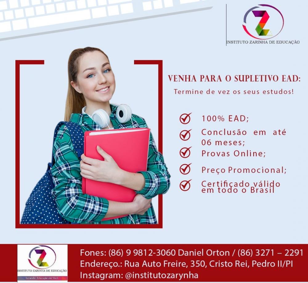 Termine de vez os seus estudos! Venha pro Supletivo EAD do Instituto Zarynha de Educação