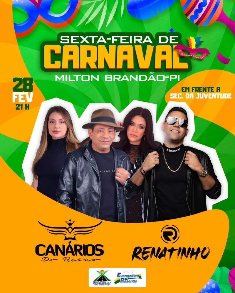 Milton Brandão terá festa de carnaval com Banda Canários do Reino e Renatinho no dia 28 de fevereiro