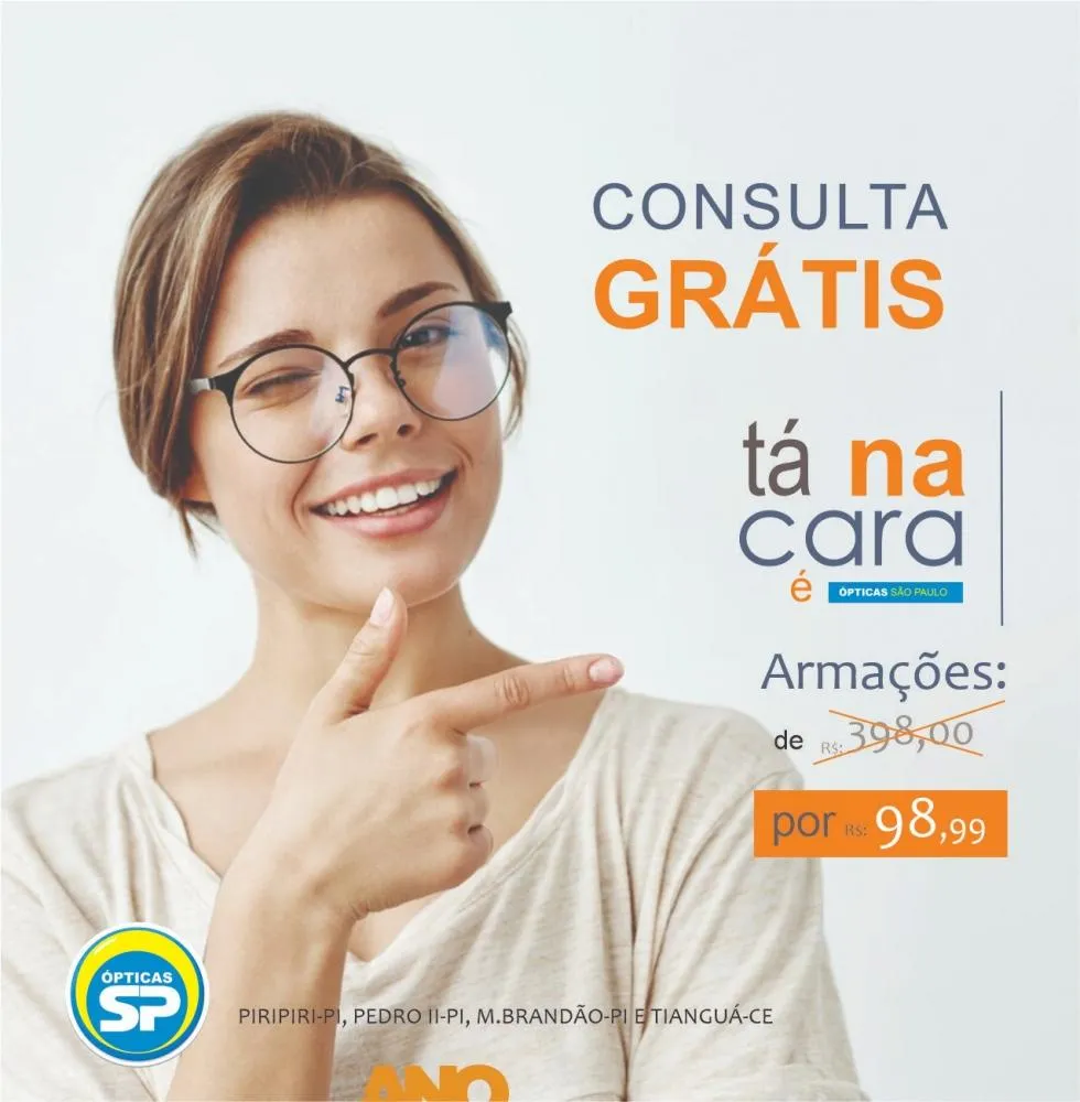 Promoção imperdível nas Ópticas São Paulo: Armações de R$398 por apenas R$98,99!