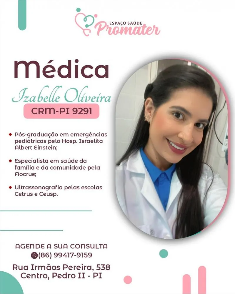 Os melhores cuidados personalizados para a saúde feminina você encontra no Espaço Saúde Promater em Pedro II!