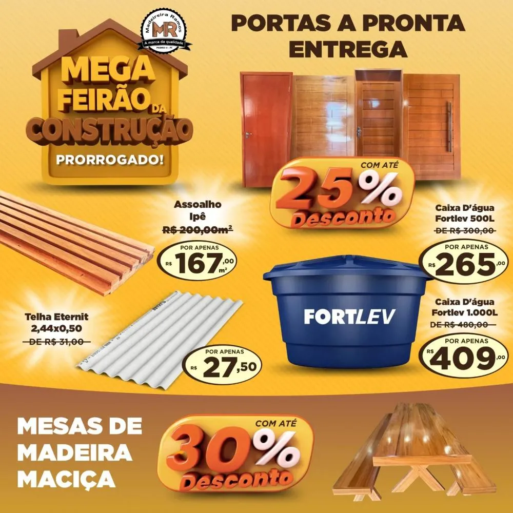 Promoção prorrogada na Madeireira Ramos! Os melhores materiais para sua obra com descontos imperdíveis!