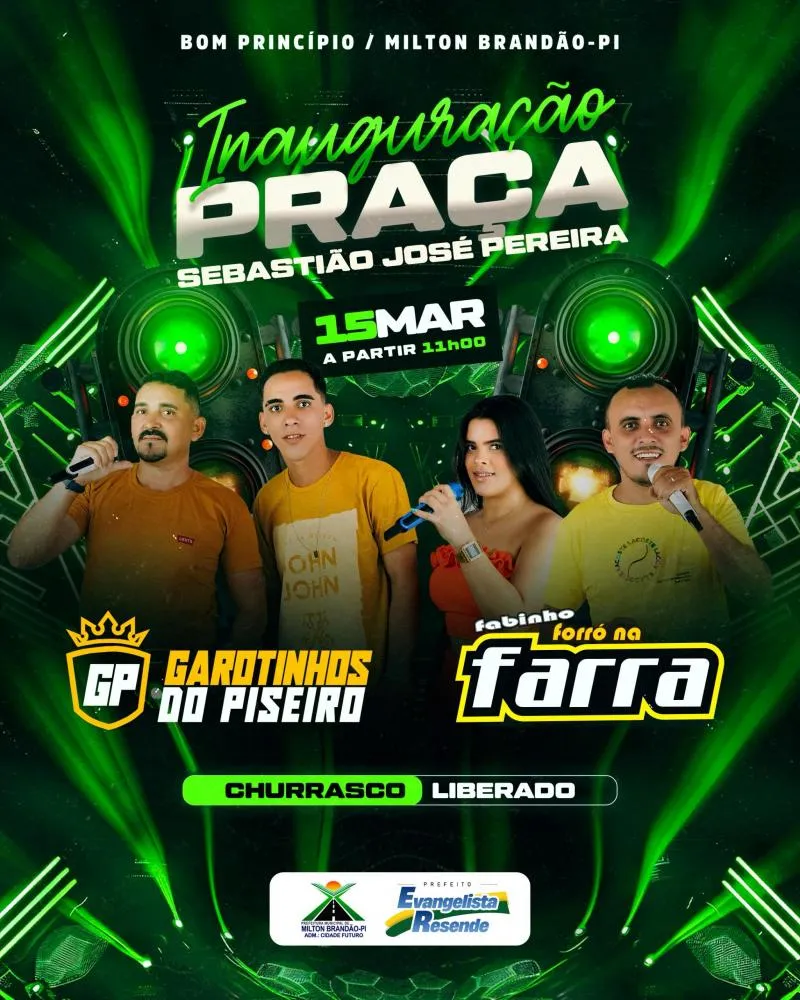 Milton Brandão inaugurará praça Sebastião José Pereira neste sábado (15) com shows ao vivo e serviços gratuitos