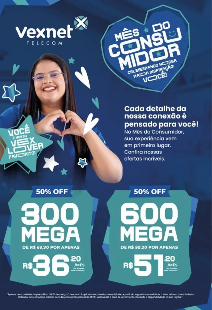 Navegue com velocidade e economia no Mês do Consumidor: ofertas exclusivas da Vexnet esperam por você!
