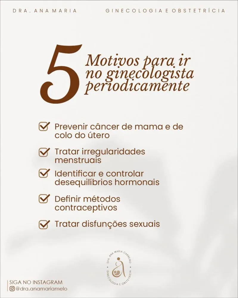 Precisou de cuidados ginecológicos? Agende sua consulta com a Dra. Ana Maria Carreiro!