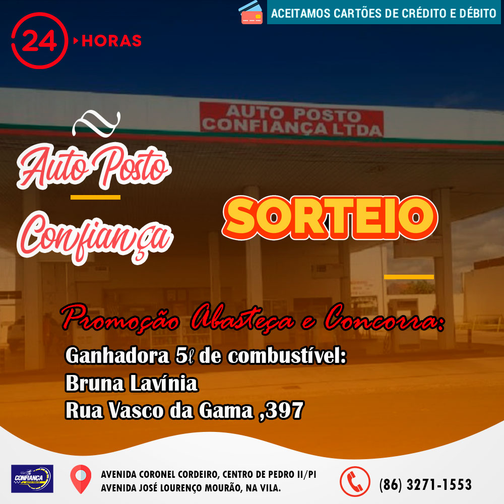 Veja a ganhadora do sorteio na Rede de Postos Confiança de Pedro II