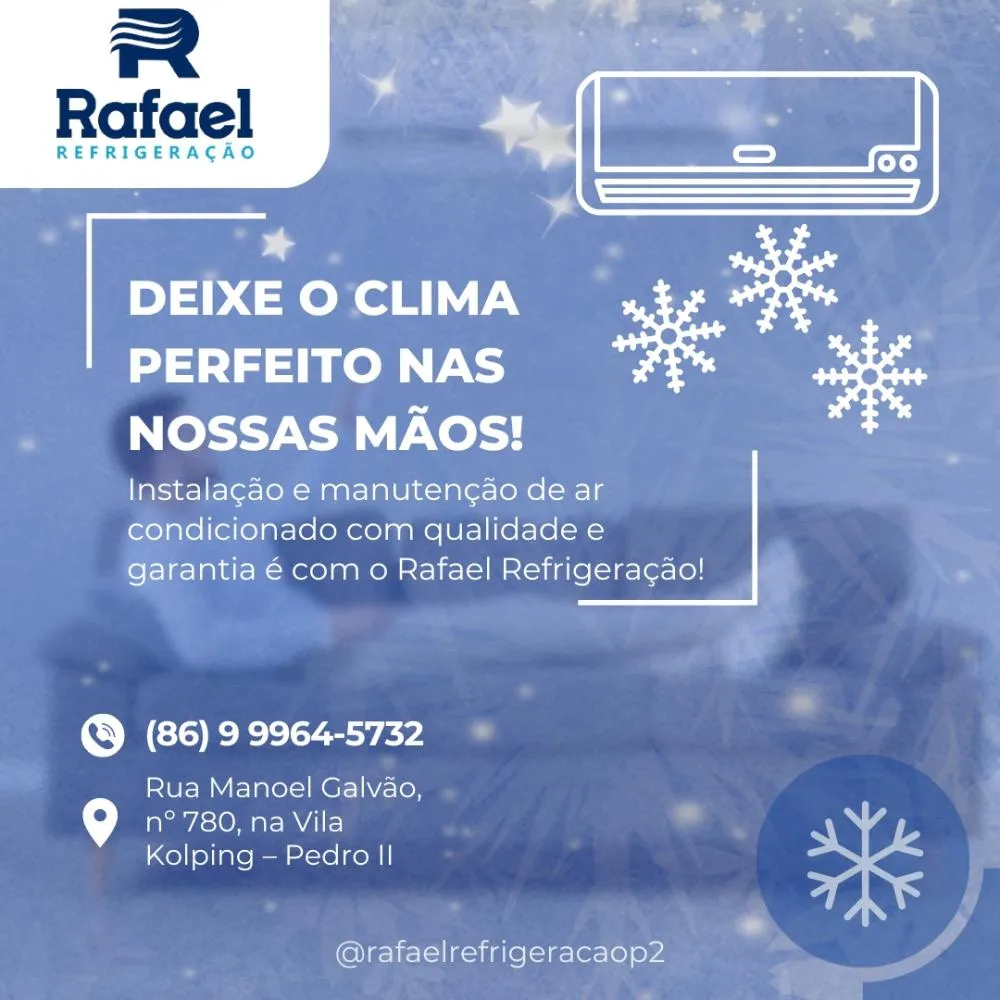 Precisando de um serviço ágil e confiável em refrigeração ou climatização em Pedro II? Chame o Rafael Refrigeração!