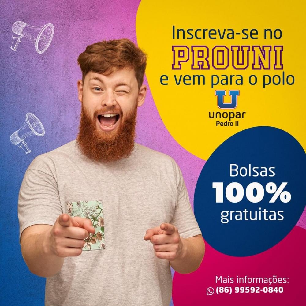 Inscreva-se no PROUNI e venha para Unopar Polo de Pedro II 