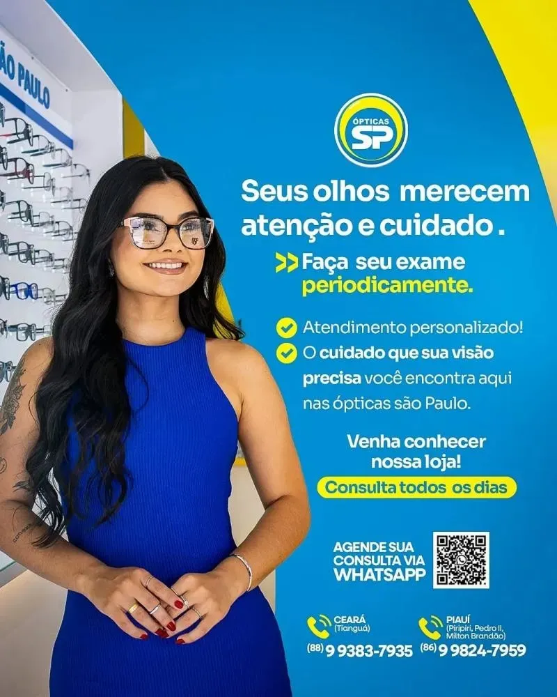Óculos modernos e de qualidade você encontra nas Ópticas São Paulo em Pedro II!