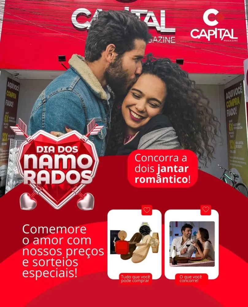 Encontre o presente perfeito para seu amor na Capital Magazine e ainda concorra a um jantar romântico!