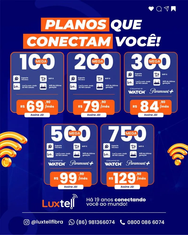 Chega de internet travando, escolha a Luxtell para conexão veloz e confiável em Pedro II!