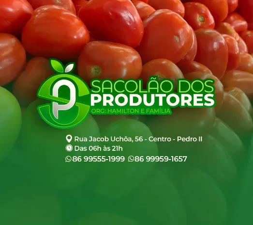 Venha para o Sacolão dos Produtores, seu ponto de frutas e legumes fresquinhos com preços especiais em Pedro II!