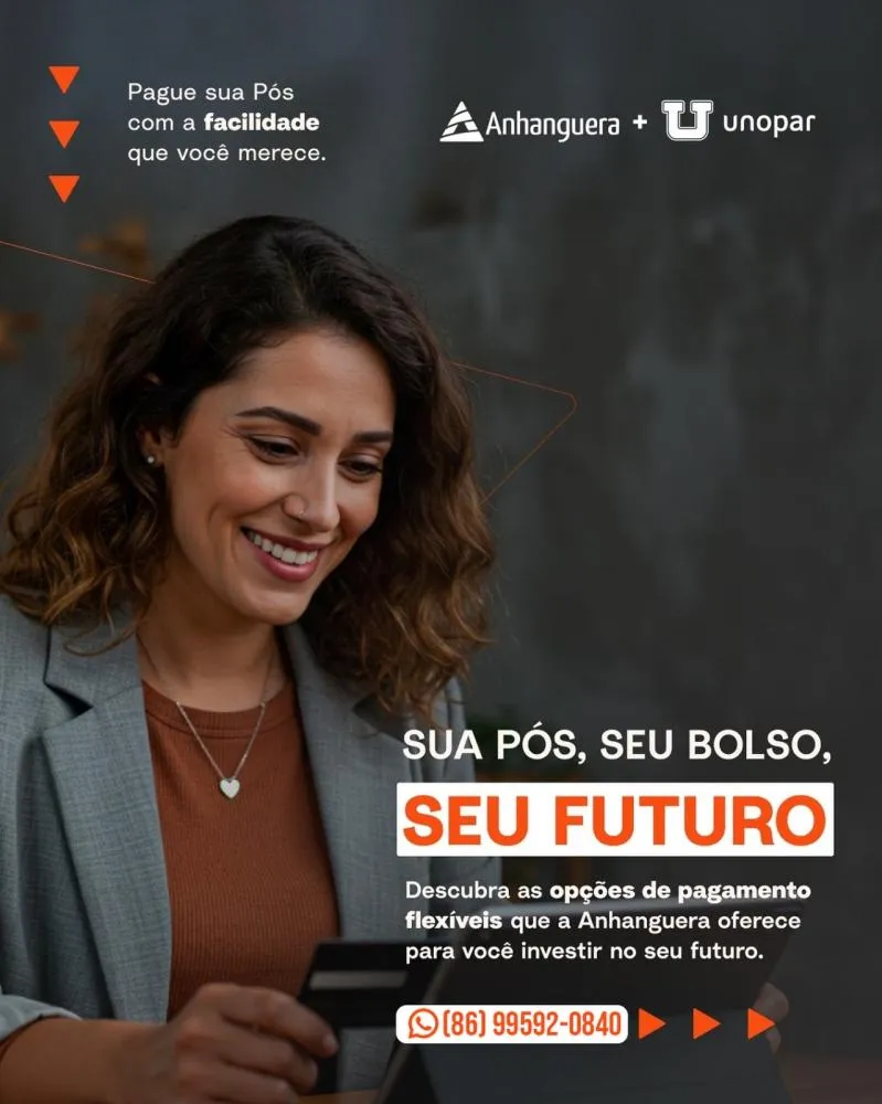 Dê um passo além na sua carreira com as opções de Pós-Graduação da Unopar/Anhanguera Polo Pedro II!