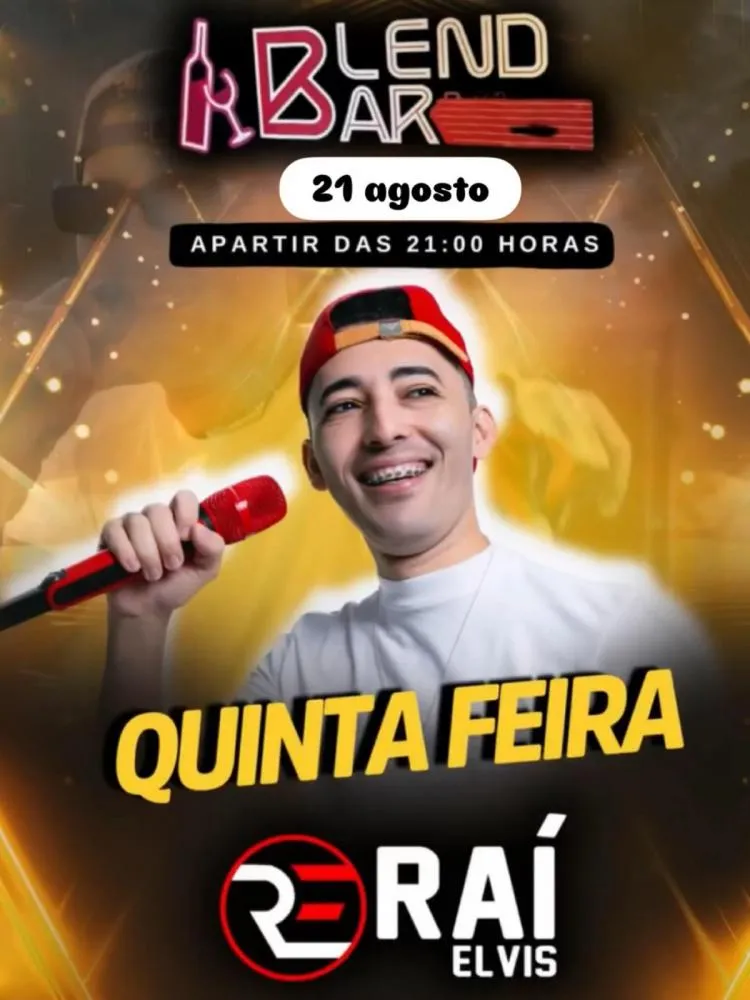 É hoje! Venha curtir Raí Elvis ao vivo na Quinta do Blend, não perca!