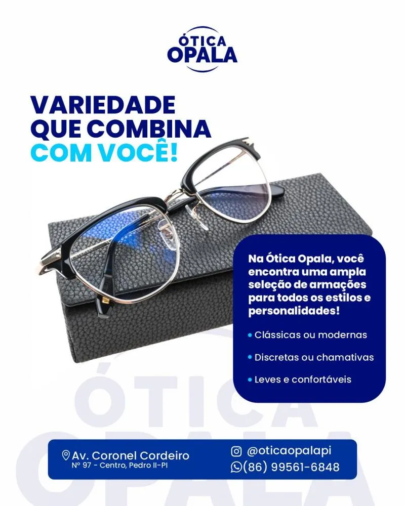 Óculos e lentes que unem estilo e conforto? Só na Ótica Opala, venha conferir!