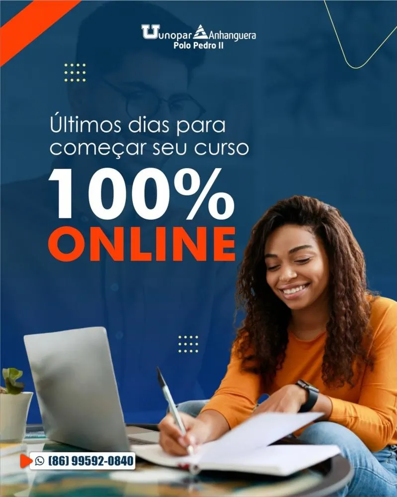 Garanta sua matrícula nas turmas de EAD da Unopar/Anhanguera em Pedro II e inicie sua graduação com flexibilidade, sem precisar sair de casa!