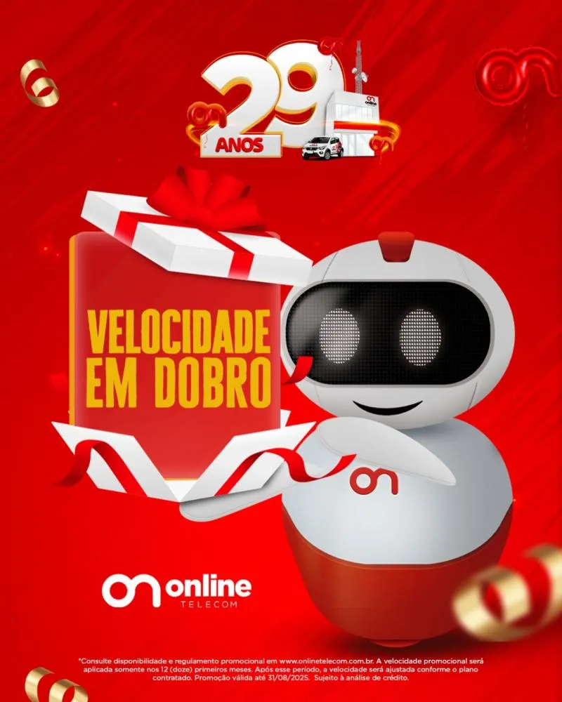 Online Telecom completa 29 anos e dobra sua internet: contratou 300 Mega? Recebe 600 Mega!